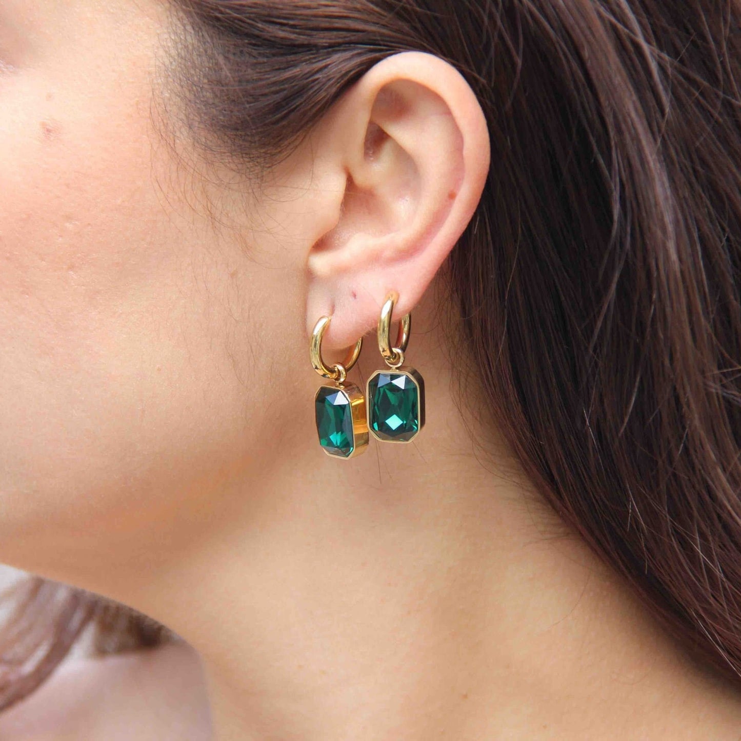 Dangle Zircon Hoop Earrings,18K Gold Minimalist CZ Drop Earrings,Vintage Dangle Hoop Handmade Earrings,Boho Gold Earring,Mother's Day Gifts