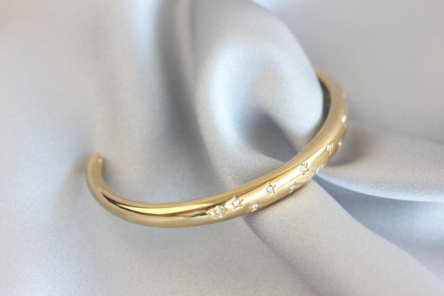 18K Gold Cuff Bracelet Celestial Open Bangle Stacking Gold Bracelet Waterproof Cuff Bracelet Unique Jewelry Bracelet Gift for Mom