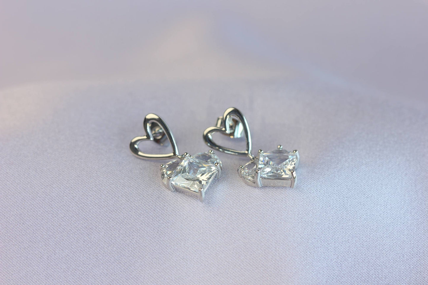Shiny CZ Heart Stud Drop Earrings will add extra sparkle to your special day! Perfect gift for mom!