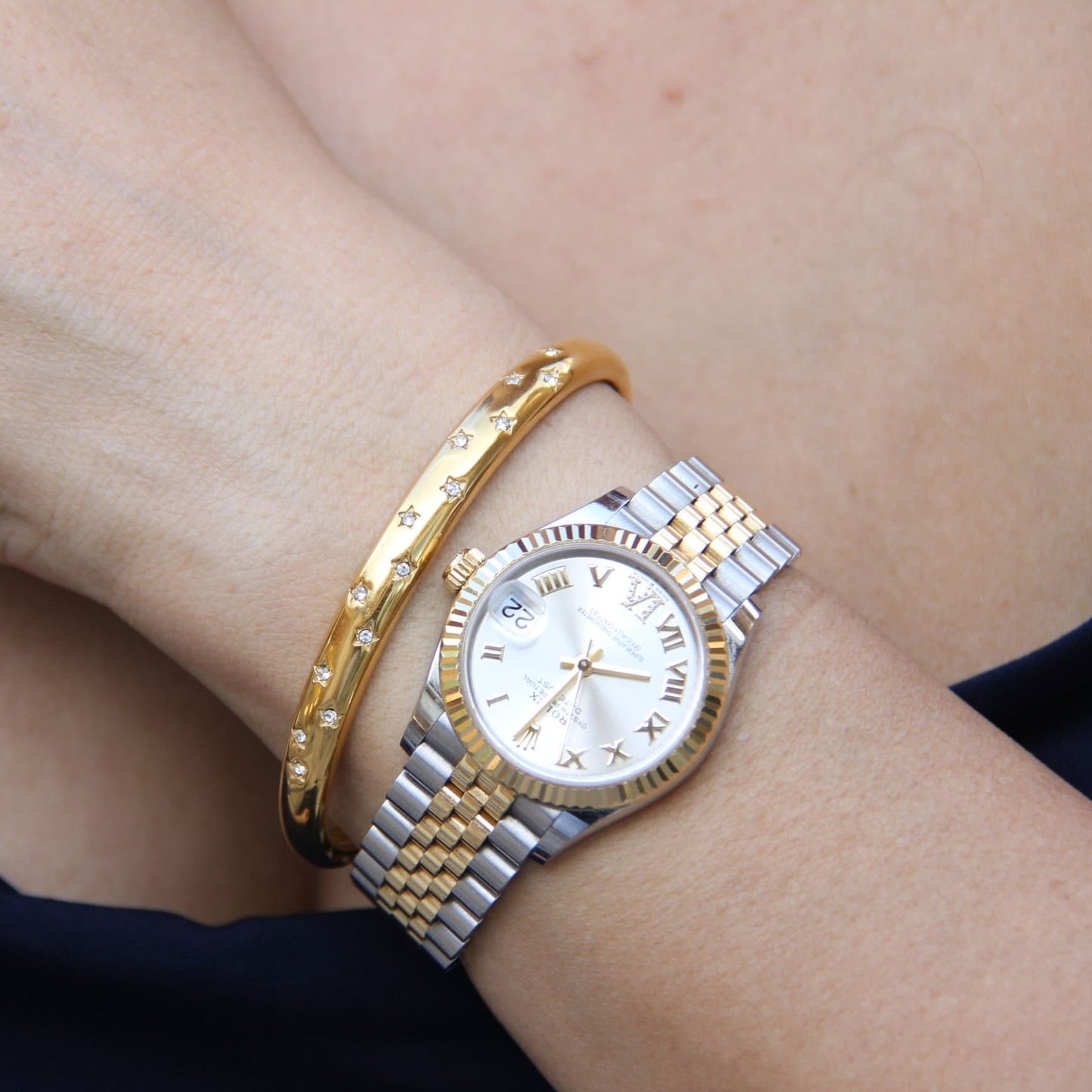 18K Gold Cuff Bracelet Celestial Open Bangle Stacking Gold Bracelet Waterproof Cuff Bracelet Unique Jewelry Bracelet Gift for Mom