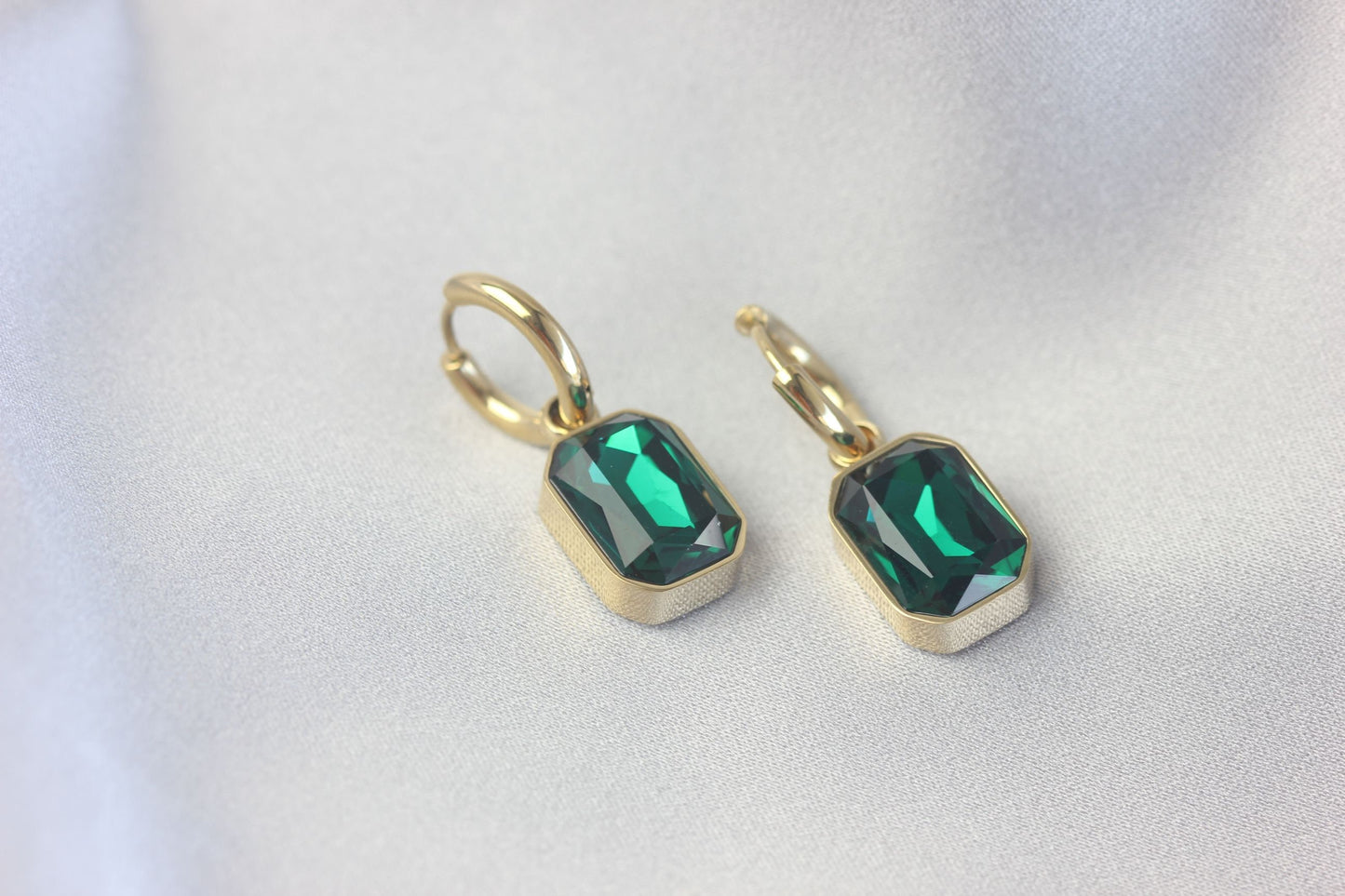 Dangle Zircon Hoop Earrings,18K Gold Minimalist CZ Drop Earrings,Vintage Dangle Hoop Handmade Earrings,Boho Gold Earring,Mother's Day Gifts