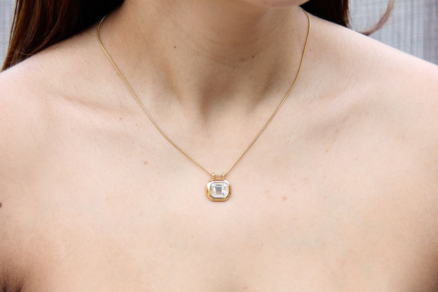 Green Pendant Vintage Necklace, 18K Gold Zircon Drop Necklace, Layering Dainty Chain Necklace, Unique Mother's Day Gift for Her
