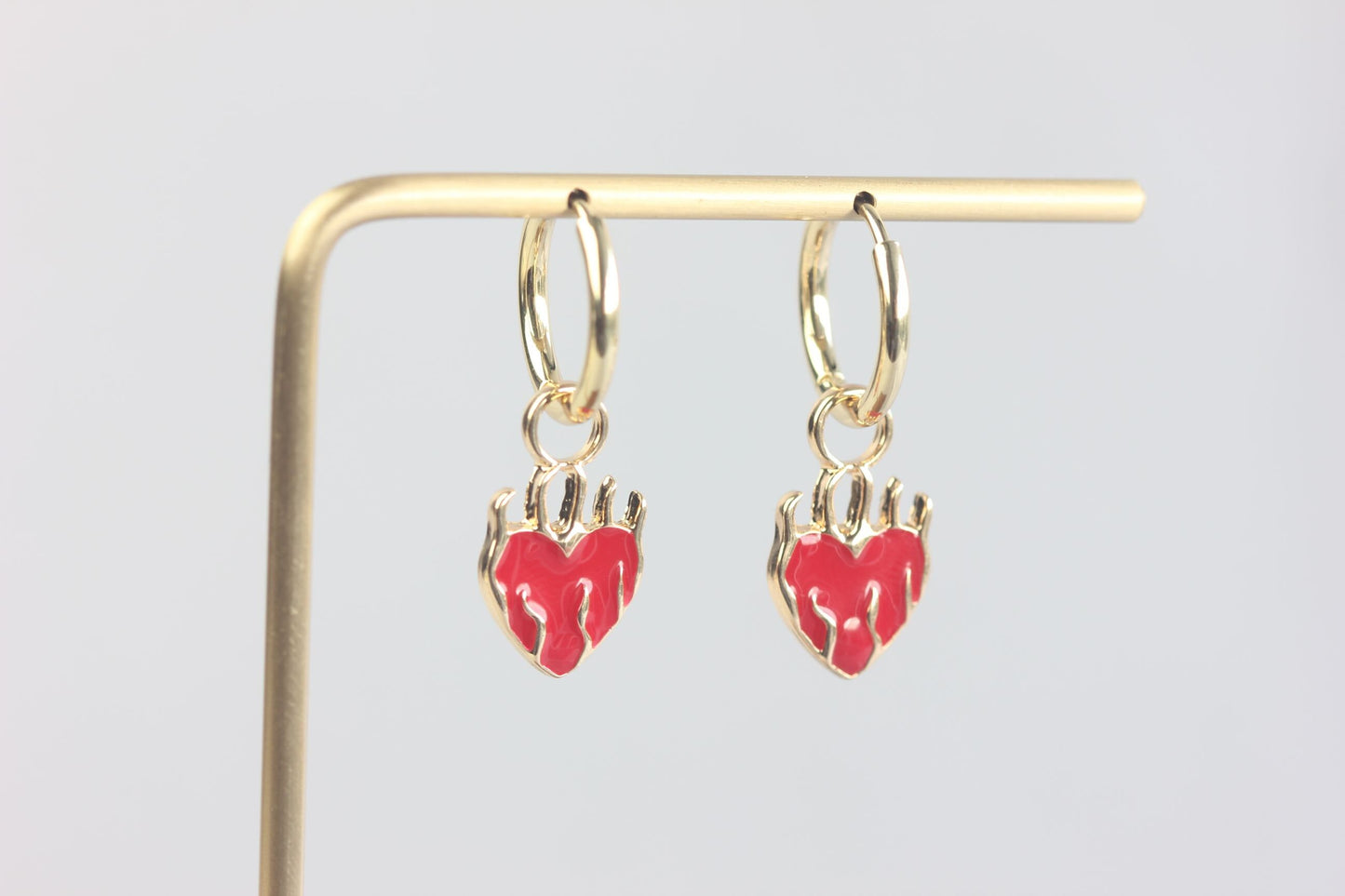 Gold Heart Earrings, Heart Earrings,Gold Huggie Earring,Gold Flame Earrings,Birthday Gift for Her,Gold Earring for Women,Gift for Mother Day