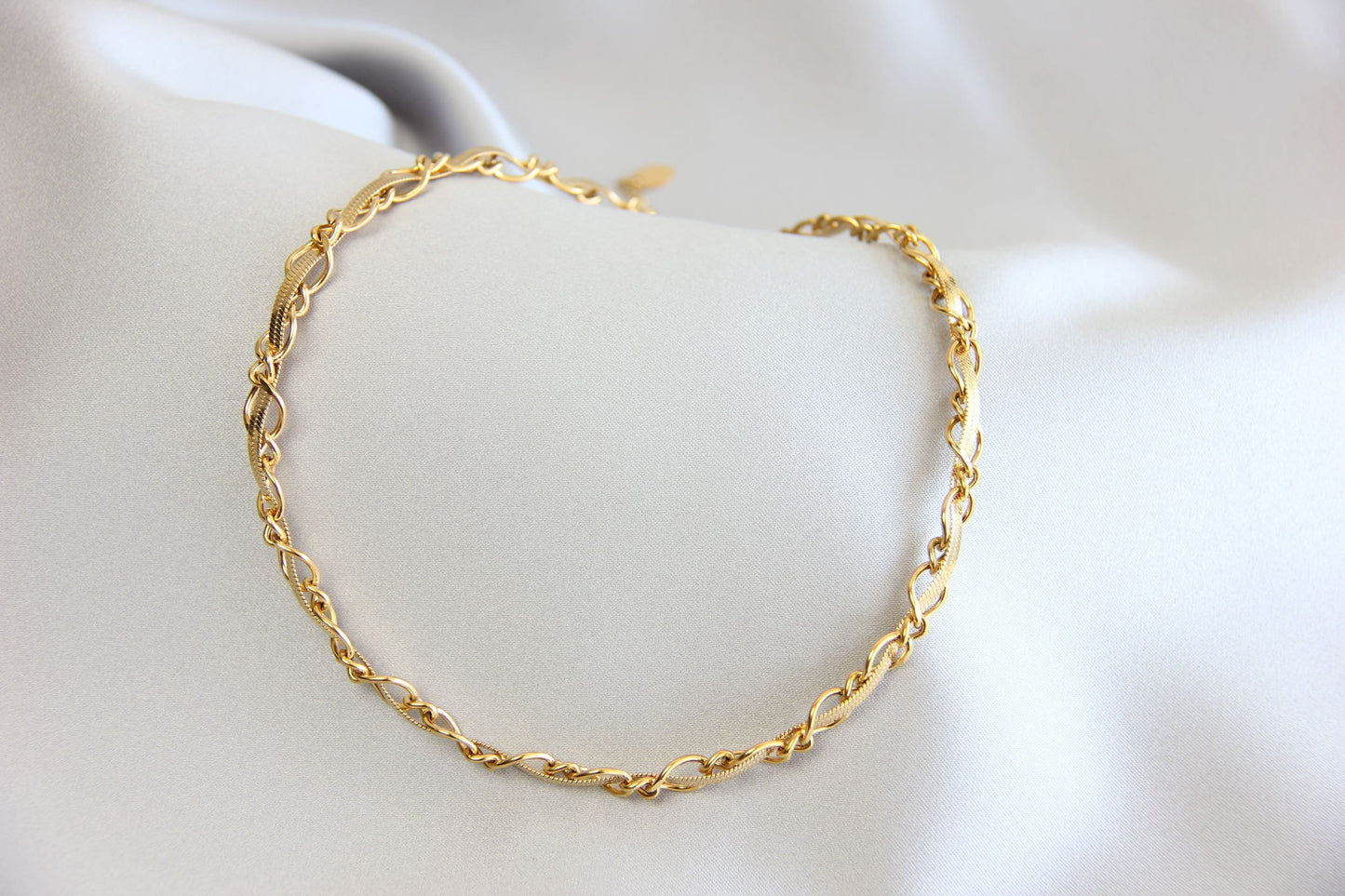 Twisted Chain Statement Necklace,18K Gold Layering Thick Chain Necklace,Waterproof Gold Thick Necklace,Handmade Jewelry Gift Her, Mom Gift