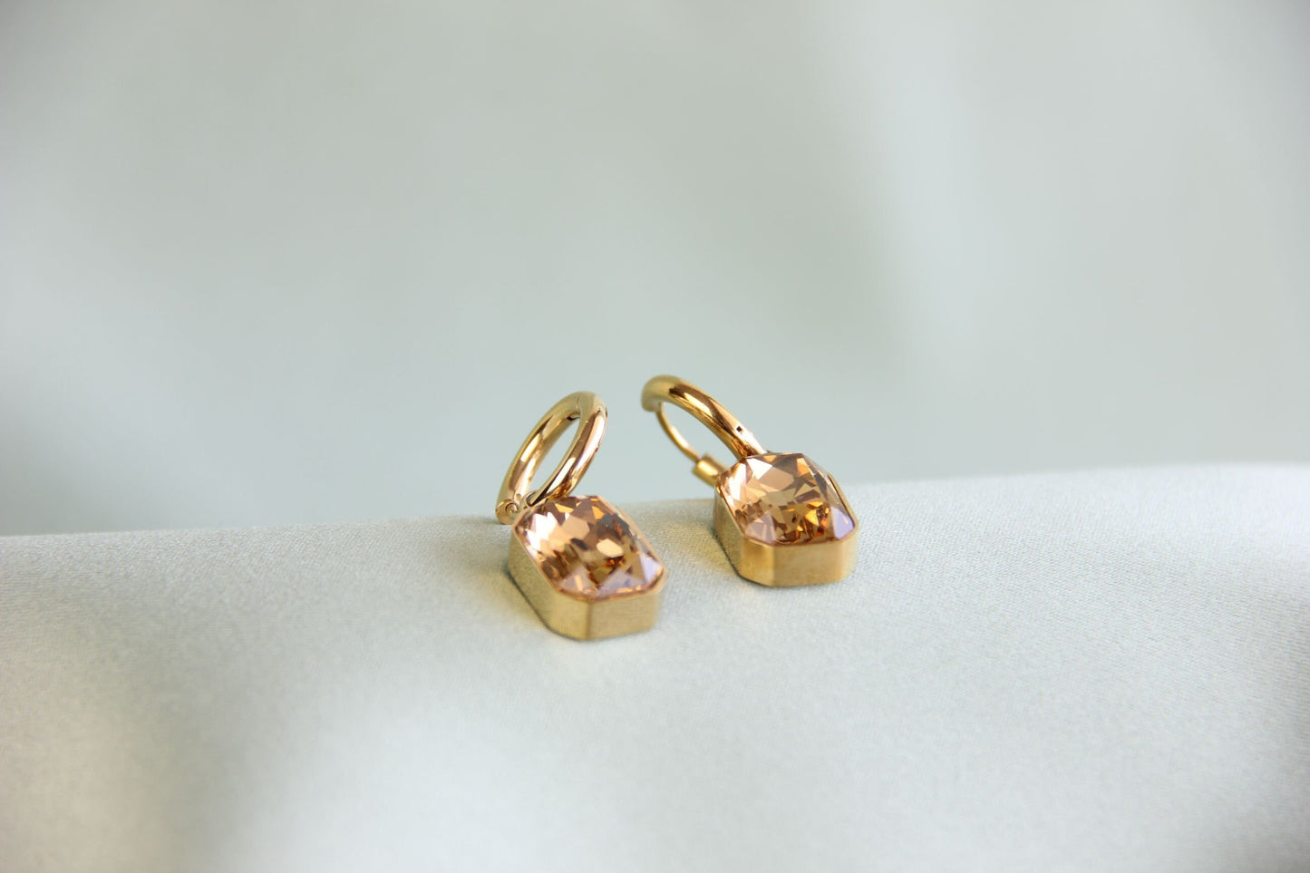 Dangle Zircon Hoop Earrings,18K Gold Minimalist CZ Drop Earrings,Vintage Dangle Hoop Handmade Earrings,Boho Gold Earring,Mother's Day Gifts