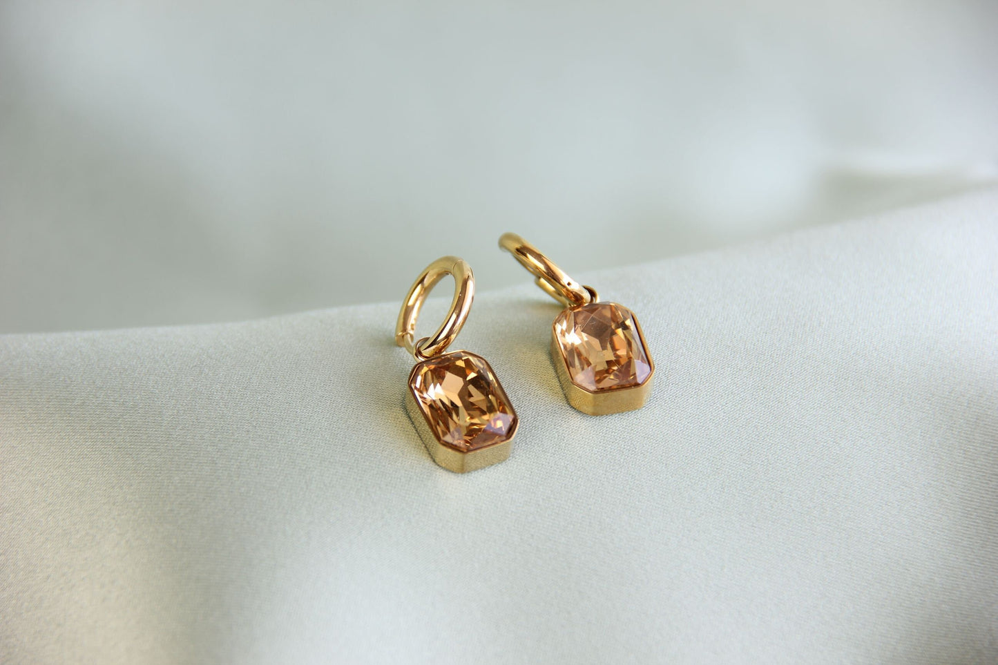 Dangle Zircon Hoop Earrings,18K Gold Minimalist CZ Drop Earrings,Vintage Dangle Hoop Handmade Earrings,Boho Gold Earring,Mother's Day Gifts