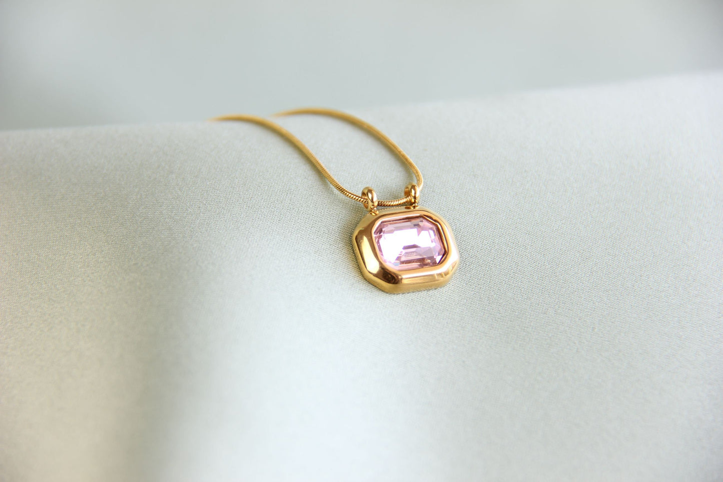 Green Pendant Vintage Necklace, 18K Gold Zircon Drop Necklace, Layering Dainty Chain Necklace, Unique Mother's Day Gift for Her