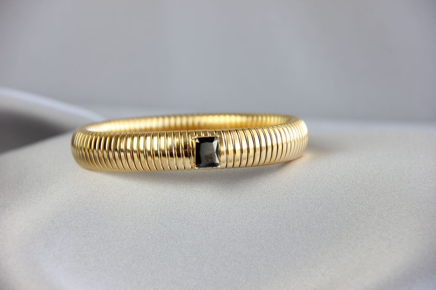 Unique 18K Gold Plated CZ Bangle Stretch Bracelets with colorful cubic zirconias that reflects statement textures with its shining zirconias. Complete your outfit day or night with this beauties! Perfect gift for her!