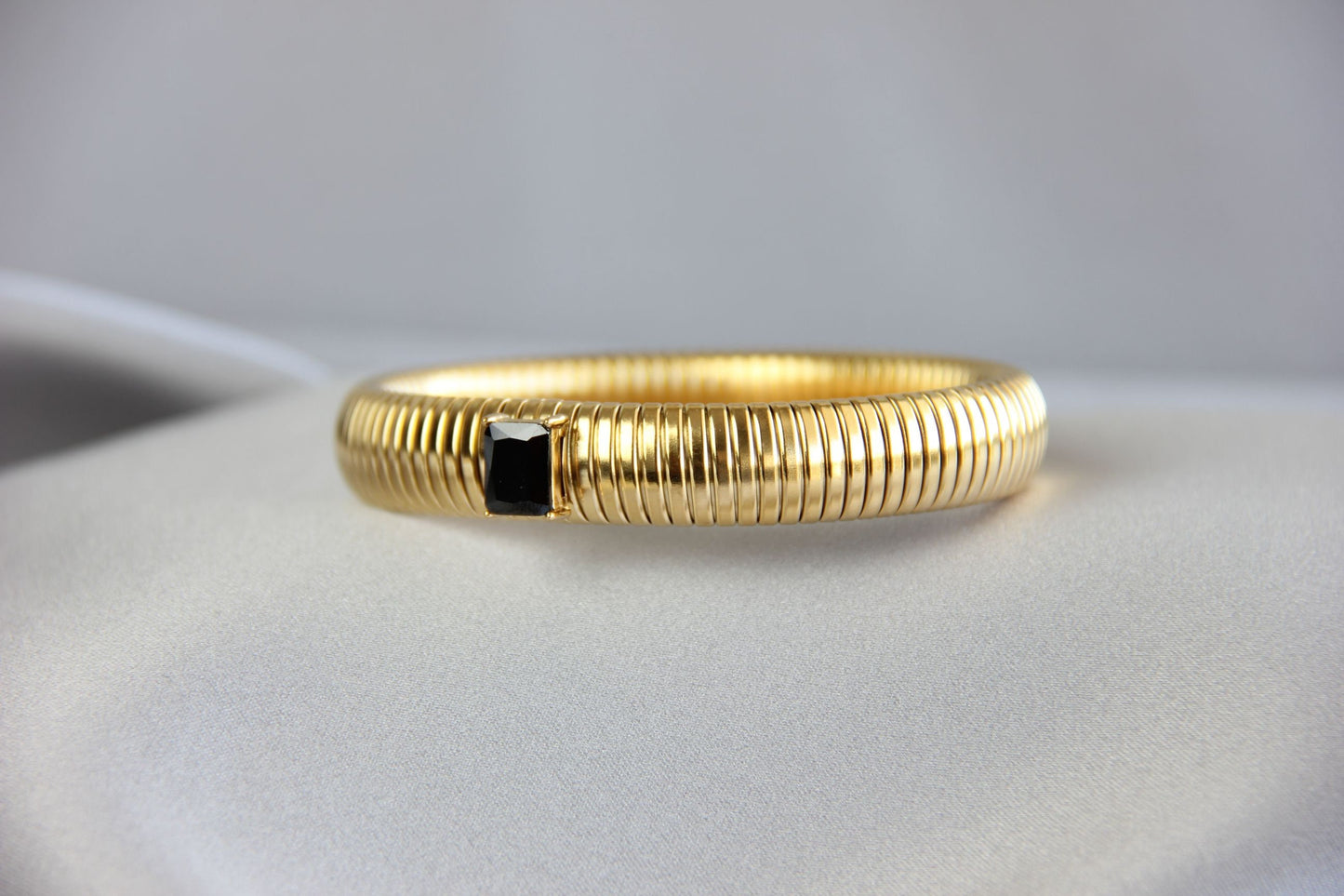 Unique 18K Gold Plated CZ Bangle Stretch Bracelets with colorful cubic zirconias that reflects statement textures with its shining zirconias. Complete your outfit day or night with this beauties! Perfect gift for her!