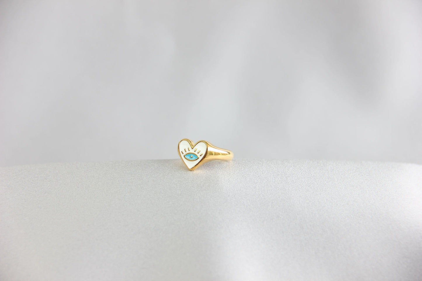 Black Love Eye Rings, Dainty Gold Evil Eye Ring, Enamel Love Jewelry, Talisman Protection Rings, Evil Eye Jewelry, Mother's Day Gift for Her