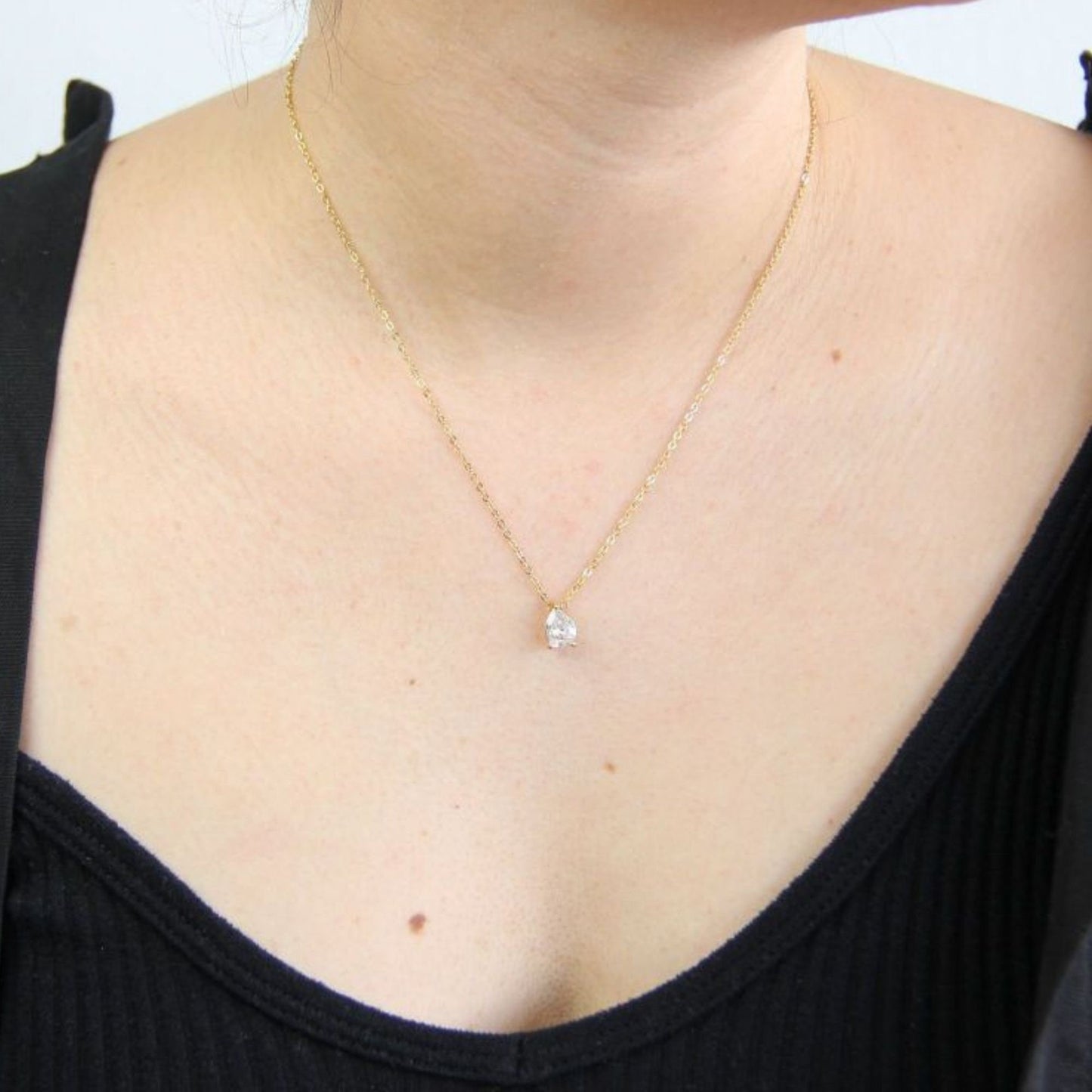 Dainty Zircon Drop Necklace, Minimal Zirconia Pendant Jewelry, Dazzling Crystal Necklace, Gift for Her, Handmade Jewelry, Mother's Day Gifts