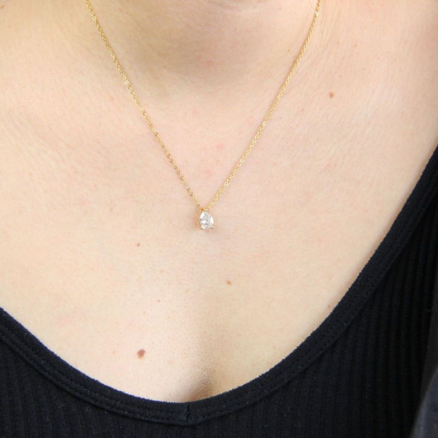 Dainty Zircon Drop Necklace, Minimal Zirconia Pendant Jewelry, Dazzling Crystal Necklace, Gift for Her, Handmade Jewelry, Mother's Day Gifts