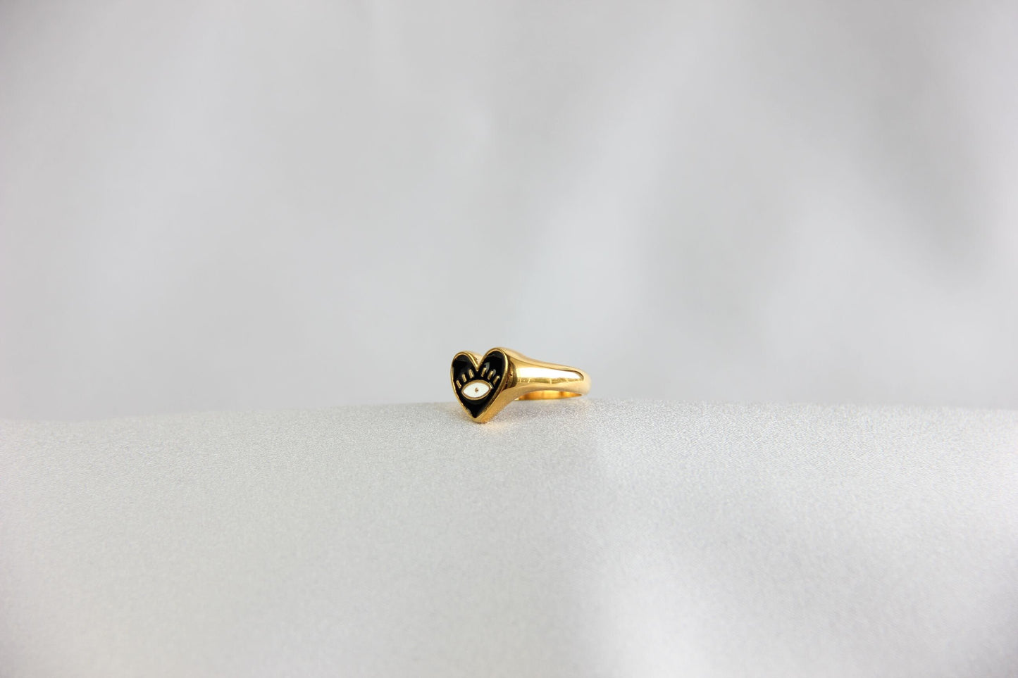 Black Love Eye Rings, Dainty Gold Evil Eye Ring, Enamel Love Jewelry, Talisman Protection Rings, Evil Eye Jewelry, Mother's Day Gift for Her