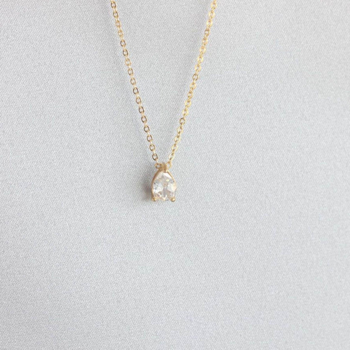 Dainty Zircon Drop Necklace, Minimal Zirconia Pendant Jewelry, Dazzling Crystal Necklace, Gift for Her, Handmade Jewelry, Mother's Day Gifts
