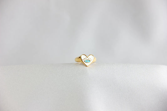 Black Love Eye Rings, Dainty Gold Evil Eye Ring, Enamel Love Jewelry, Talisman Protection Rings, Evil Eye Jewelry, Mother's Day Gift for Her