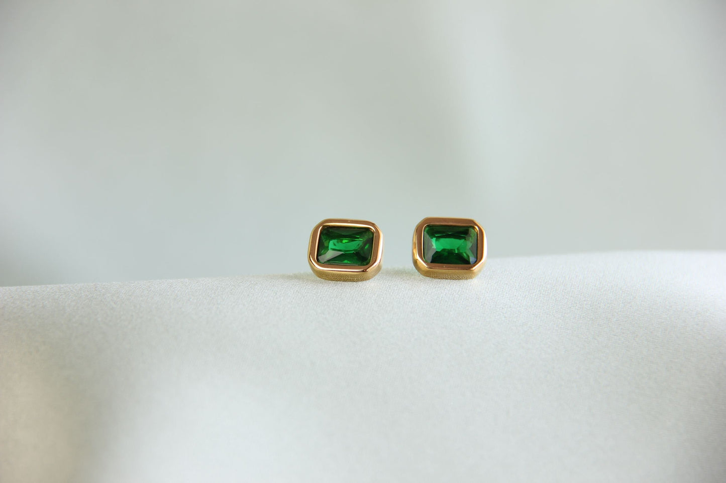18K Gold Zircon Stud Earrings,Minimalist Gold CZ Stud Earrings,Dainty CZ Earrings,Handmade Jewelry Gift for Her, Mother's Day Gift for Her