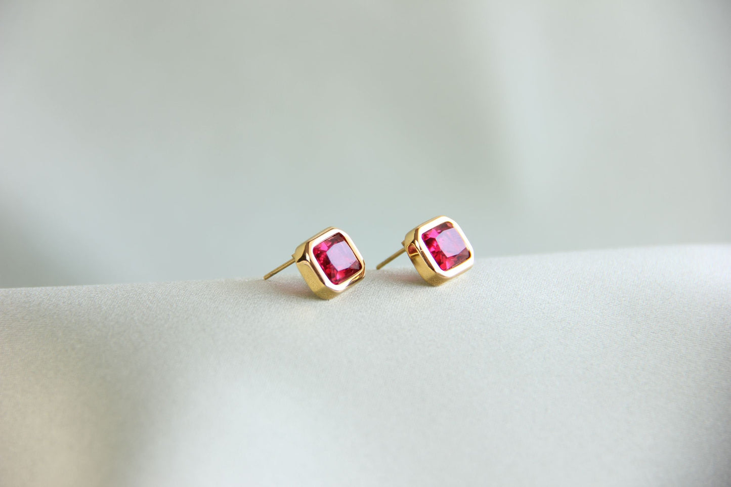 18K Gold Zircon Stud Earrings,Minimalist Gold CZ Stud Earrings,Dainty CZ Earrings,Handmade Jewelry Gift for Her, Mother's Day Gift for Her