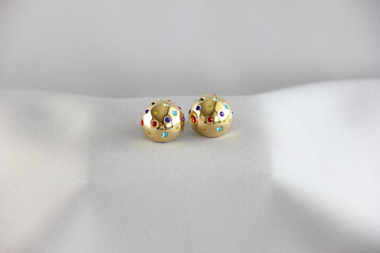Colorful CZ Statement Earring, Modern Gold Stud Unique Jewelry, Chunky Handmade Bold Earring, Mom Jewelry Gifts, Mother's Day Gifts for Her