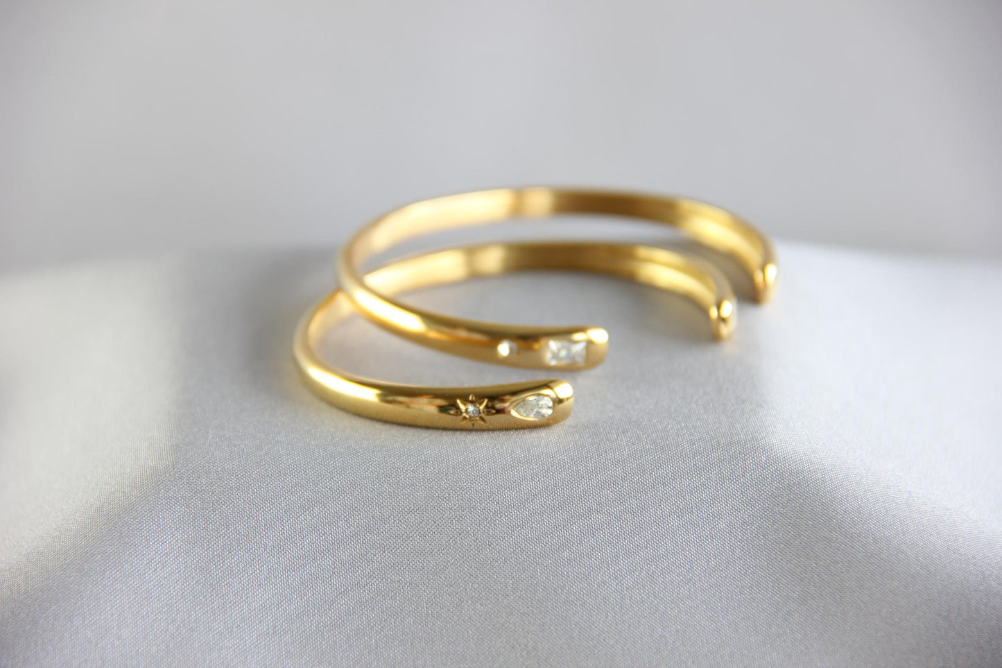 18K Gold Cuff Bracelet Celestial Open Bangle Stacking Gold Bracelet Waterproof Cuff Bracelet Unique Jewelry Bracelet Gift for Mom