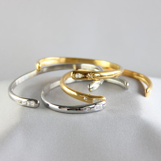 18K Gold Cuff Bracelet Celestial Open Bangle Stacking Gold Bracelet Waterproof Cuff Bracelet Unique Jewelry Bracelet Gift for Mom