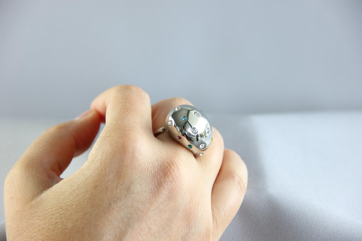 Elegant Statement Chunky Zirconia Ring, Sparkling Cubic Zirconia Jewelry Gift, Best Friend Gift Handmade Rings for Mom Wife Girlfriend
