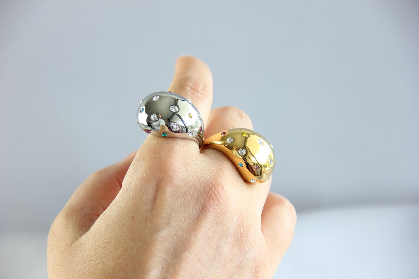 Elegant Statement Chunky Zirconia Ring, Sparkling Cubic Zirconia Jewelry Gift, Best Friend Gift Handmade Rings for Mom Wife Girlfriend