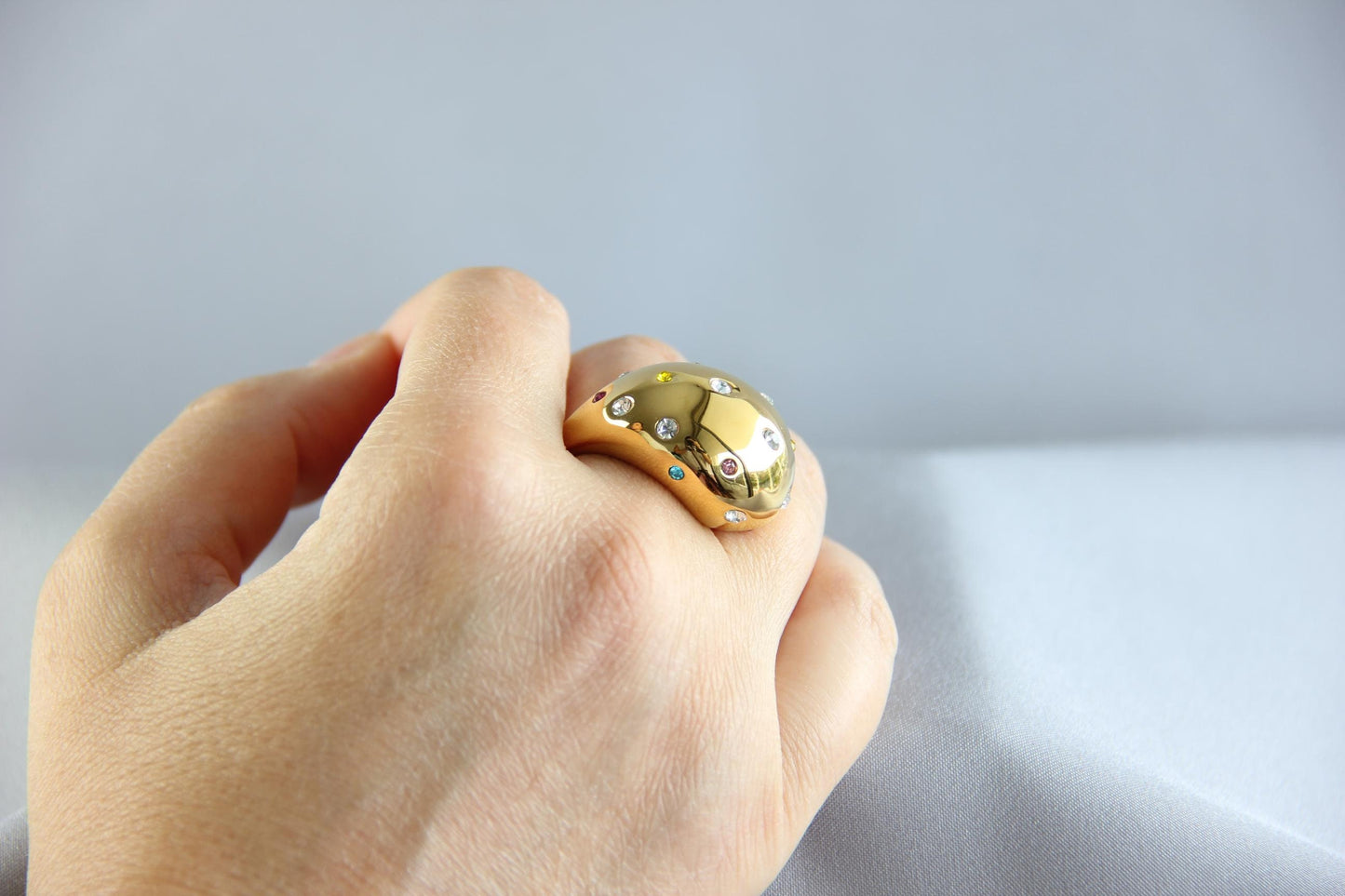 Elegant Statement Chunky Zirconia Ring, Sparkling Cubic Zirconia Jewelry Gift, Best Friend Gift, Handmade Rings, Mother's Day Gifts for Her