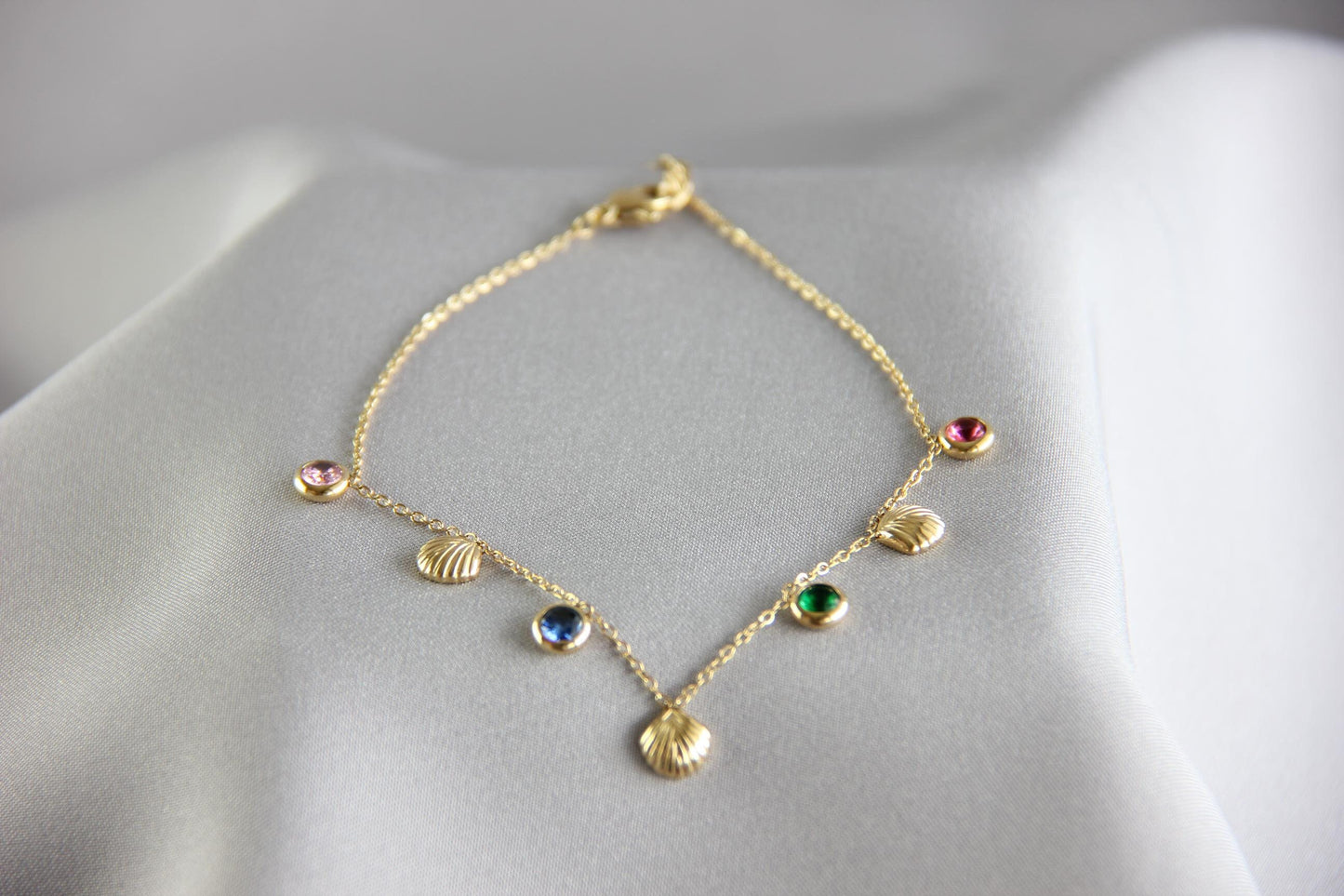 Dainty Shell Gold Anklet, Gold Summer Beach Anklet, Shiny Shell Chain Anklet for Her, Stainless Steel Adjustable Anklet,Mother's Day Gifts