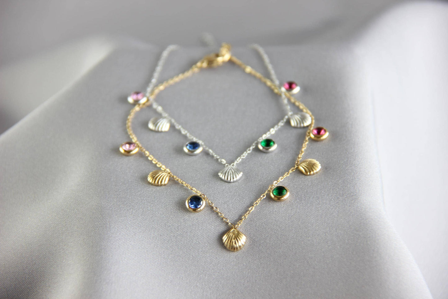 Dainty Shell Gold Anklet, Gold Summer Beach Anklet, Shiny Shell Chain Anklet for Her, Stainless Steel Adjustable Anklet,Mother's Day Gifts