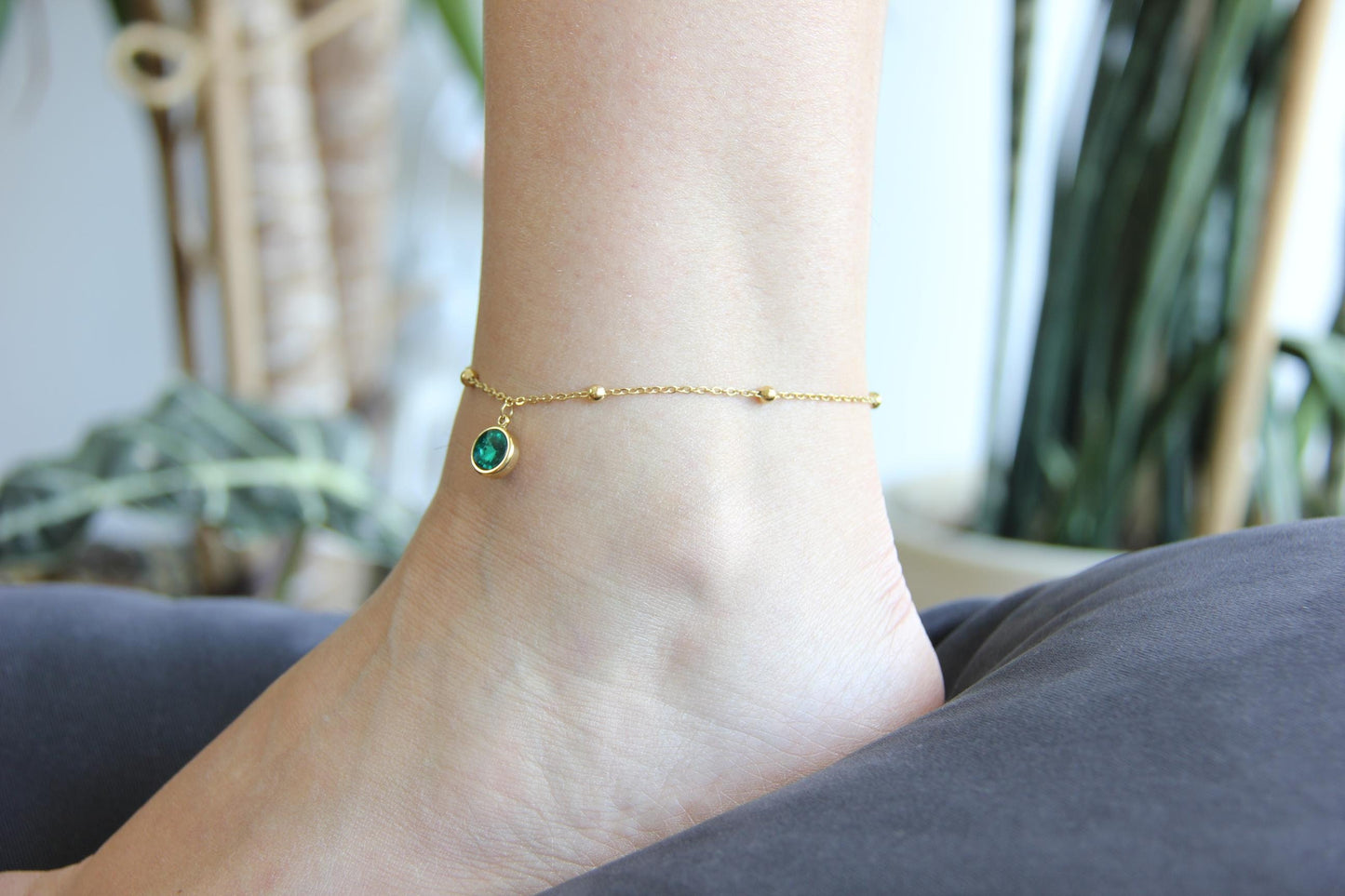 Dainty Zircon Gold Anklet, Gold Summer Beach Anklet, Shiny Zircon Chain Anklet for Her, Stainless Steel Adjustable Anklet,Valentine Gifts