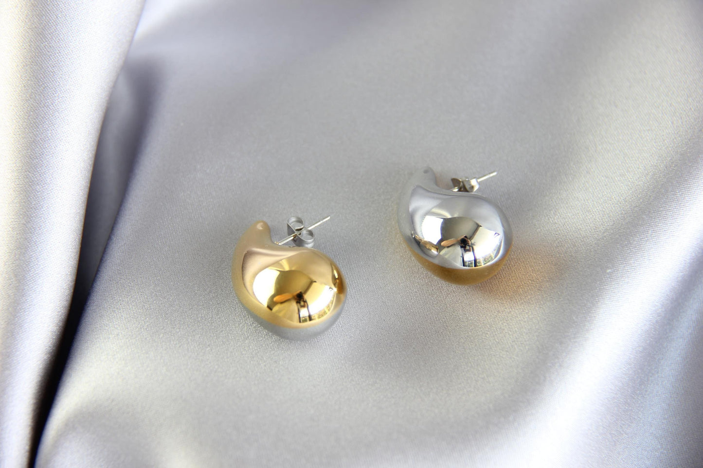 Teardrop 18K Gold Modern Stud Unique Earring, Handmade Waterproof Chunky Gold Earring,Unique Jewelry Earring Gift,Valentine Gifts for Her