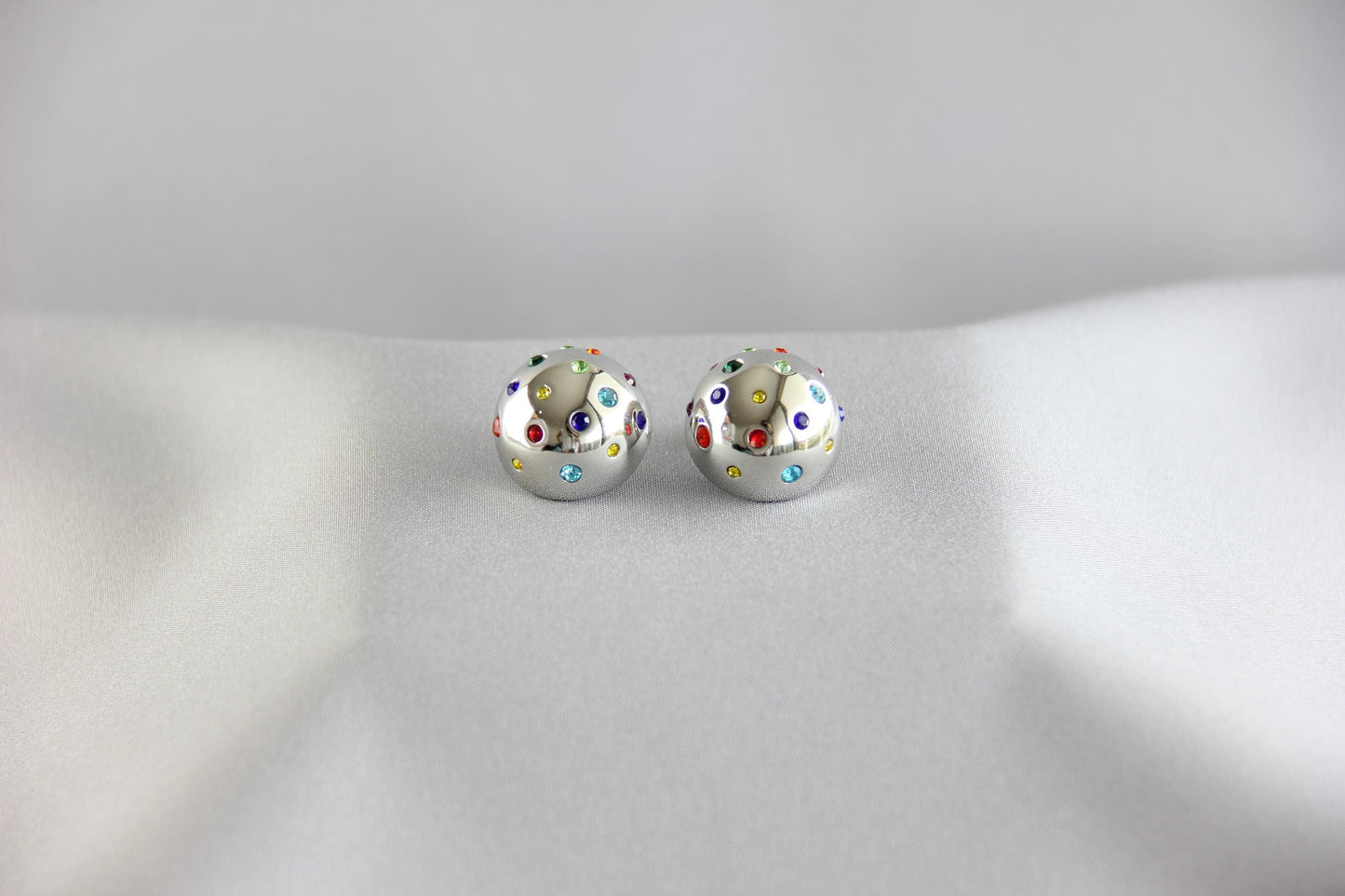 Colorful CZ Statement Earring, Modern Gold Stud Unique Jewelry, Chunky Handmade Bold Earring, Mom Jewelry Gifts, Mother's Day Gifts for Her