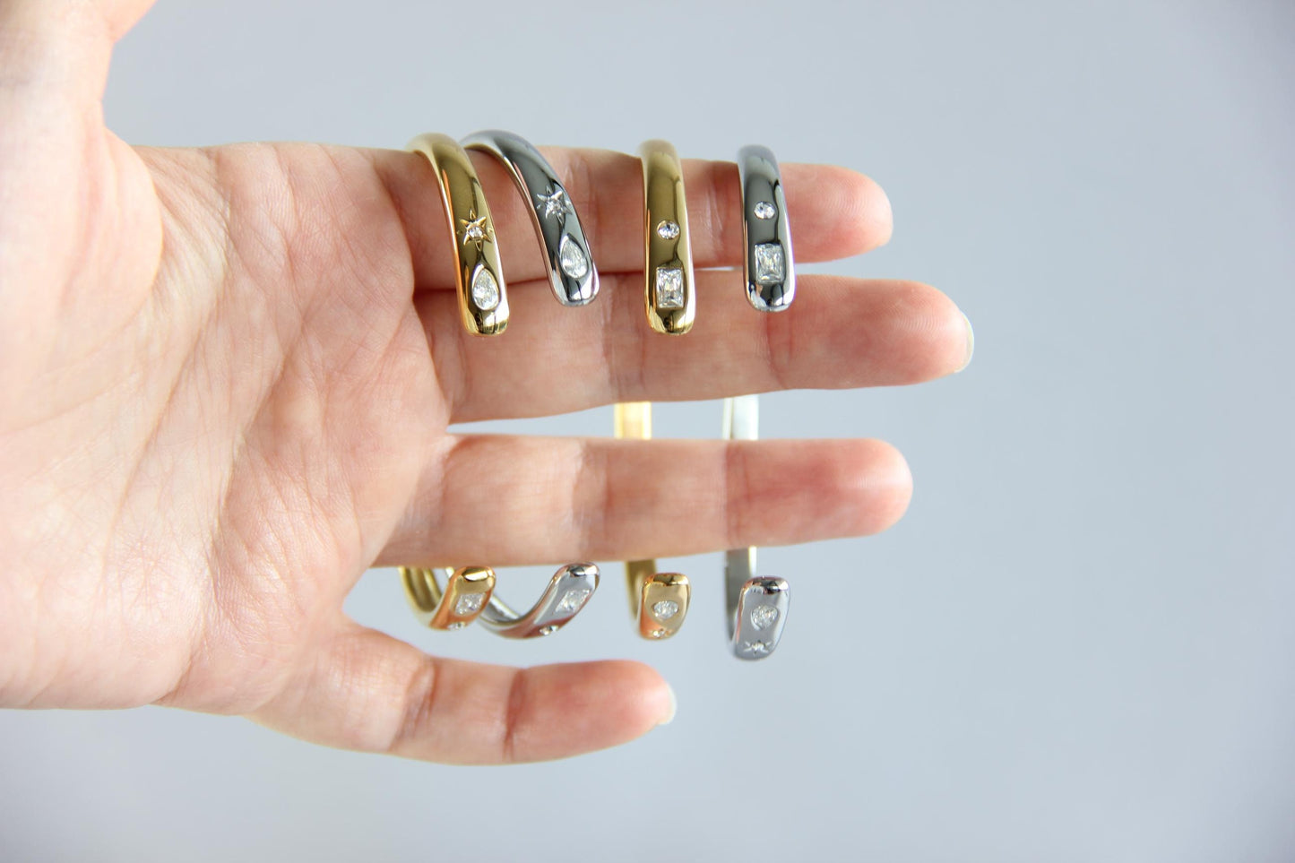 18K Gold Cuff Bracelet Celestial Open Bangle Stacking Gold Bracelet Waterproof Cuff Bracelet Unique Jewelry Bracelet Gift for Mom