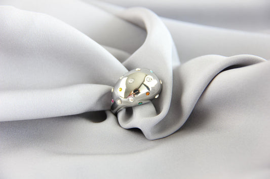 Elegant Statement Chunky Zirconia Ring, Sparkling Cubic Zirconia Jewelry Gift, Best Friend Gift Handmade Rings for Mom Wife Girlfriend