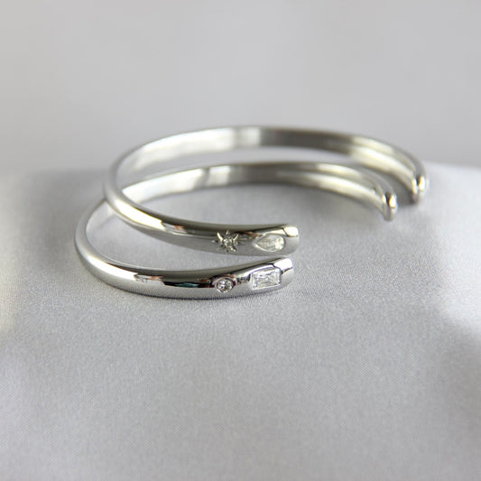 18K Gold Cuff Bracelet Celestial Open Bangle Stacking Gold Bracelet Waterproof Cuff Bracelet Unique Jewelry Bracelet Gift for Mom