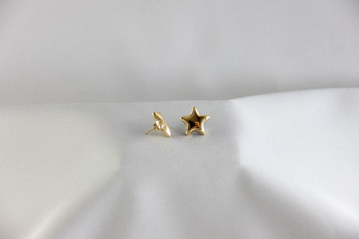 Puffy Gold Star Necklace Waterproof Modern Star Stud Earring, Chunky Fluffy Gold Star Earring Minimalist Celestial Waterproof Earring Gift