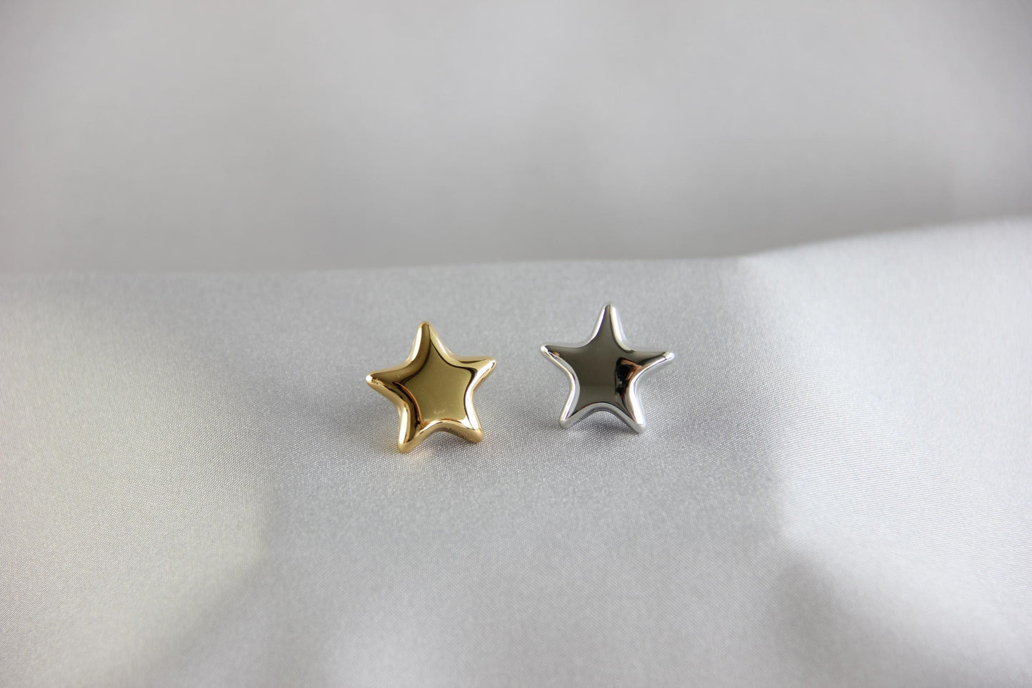 Puffy Gold Star Necklace Waterproof Modern Star Stud Earring, Chunky Fluffy Gold Star Earring Minimalist Celestial Waterproof Earring Gift