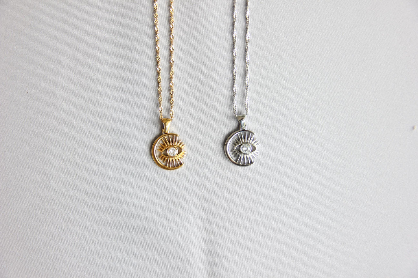 evil eye gold charm pendant necklace
