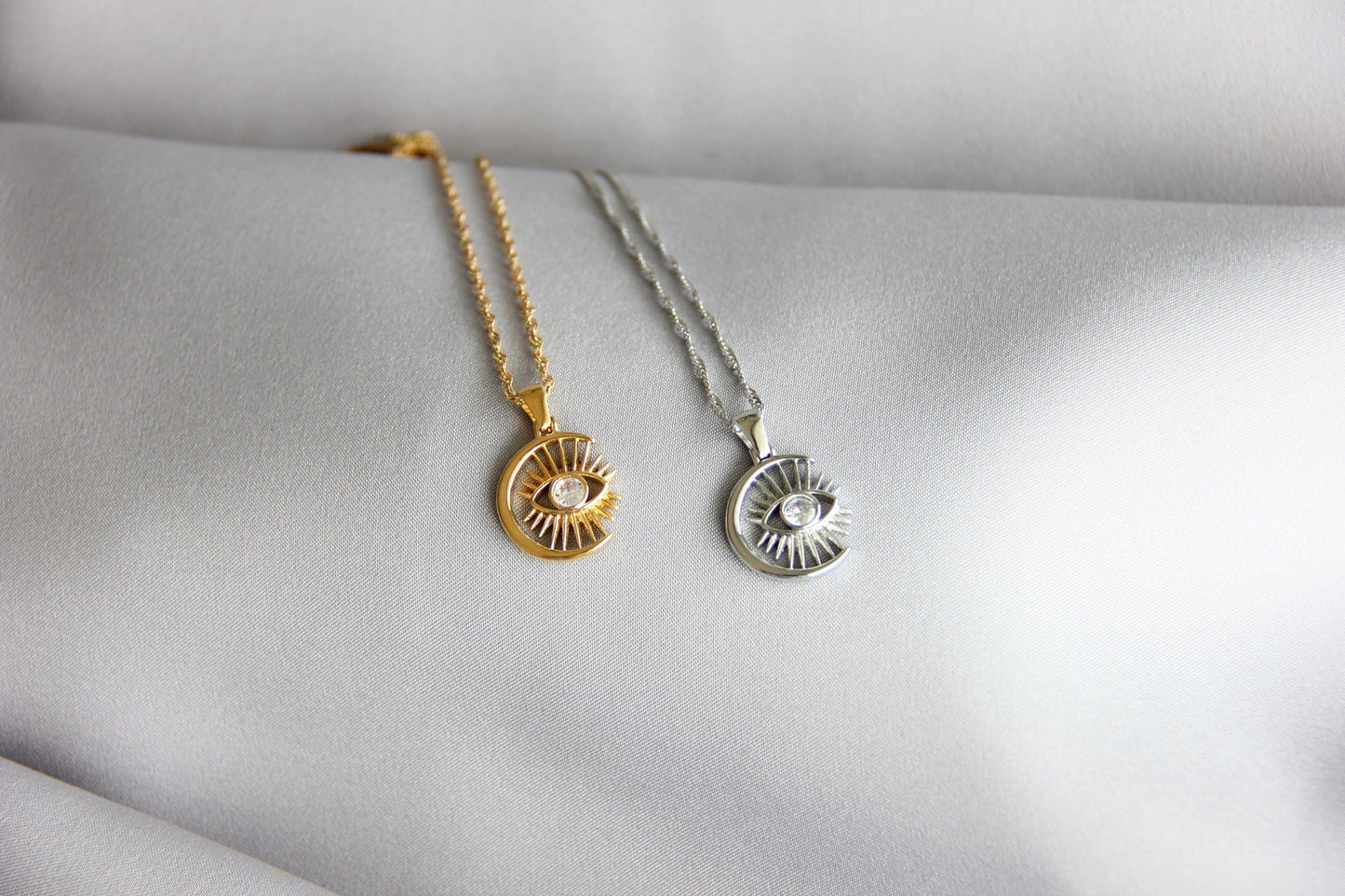 evil eye gold charm pendant necklace