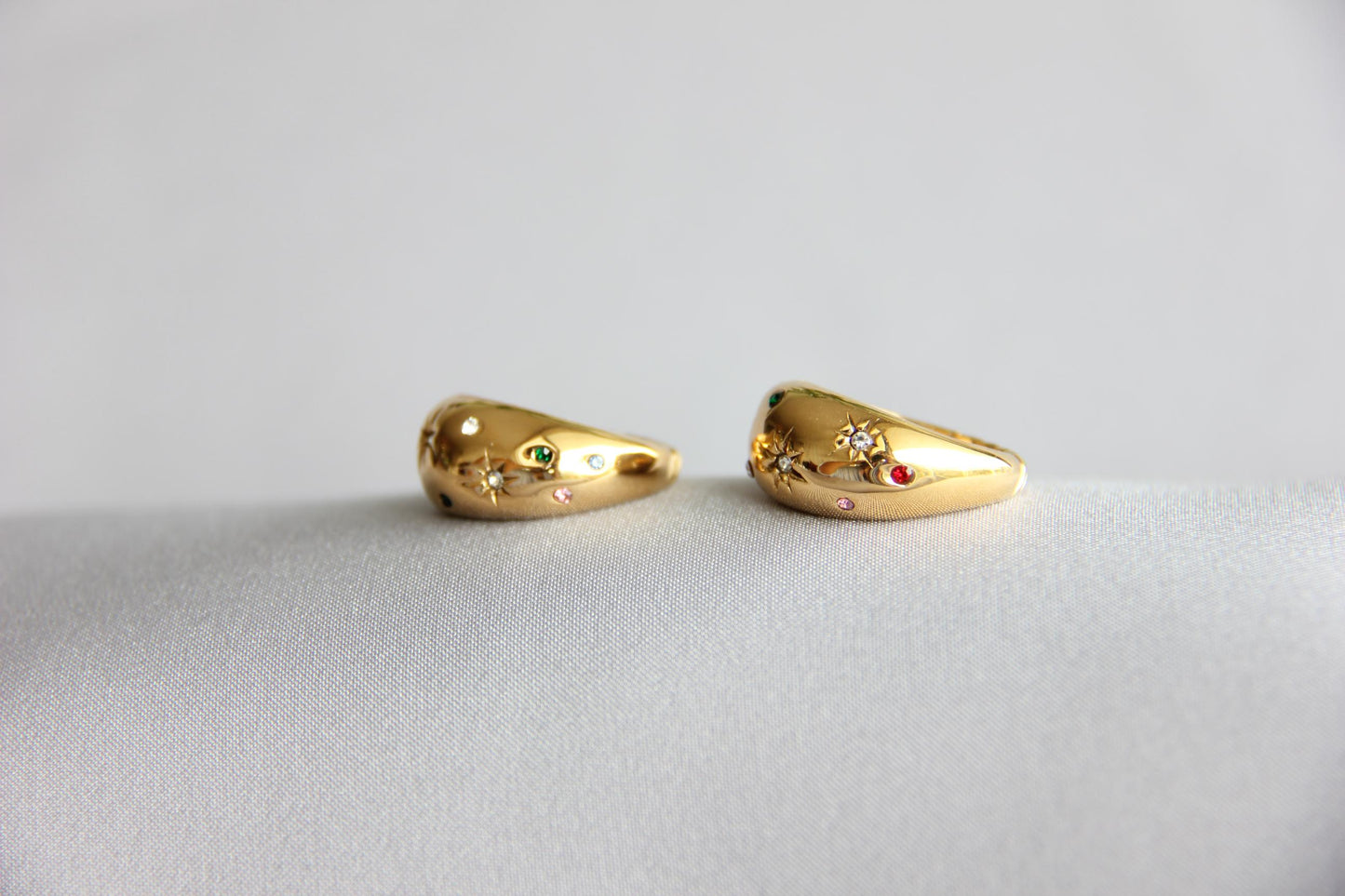 Gold Dome Ring, Celestial Ring, Chunky Gold Dome Ring, Gold Star Dome Ring,Unique Earring for Women,Celestial Jewelry,Mother's Day Gifts
