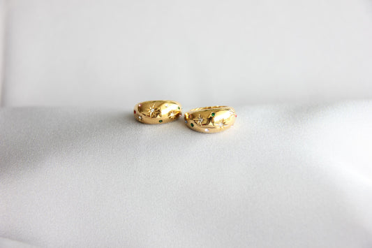 Gold Dome Ring, Celestial Ring, Chunky Gold Dome Ring, Gold Star Dome Ring,Unique Earring for Women,Celestial Jewelry,Mother's Day Gifts