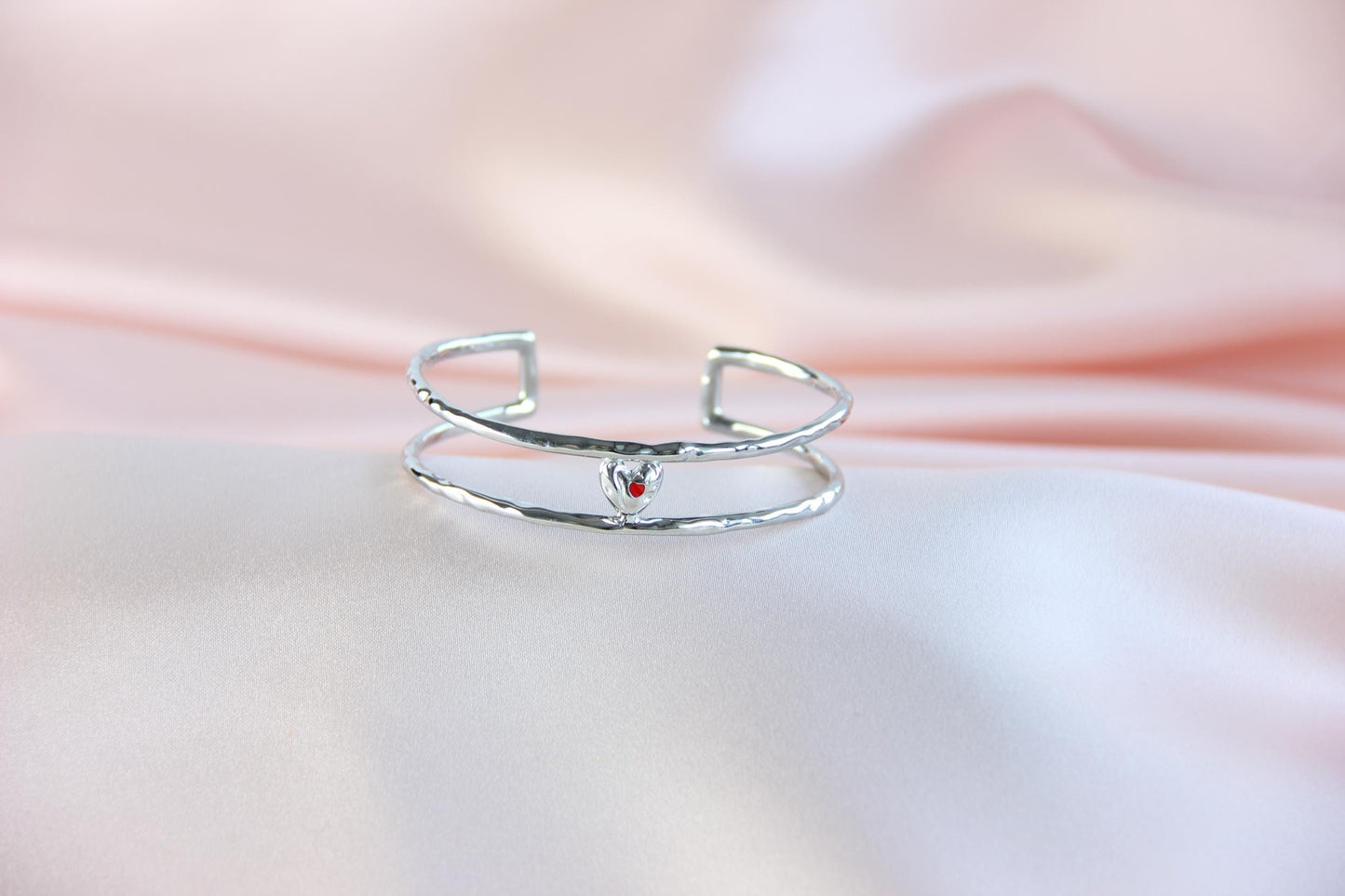 18K Gold Cuff Heart Bracelet,Open Love Bangle Stacking Gold Bracelet,Waterproof Handmade Cuff Bracelet, Gift for Her, Mothers Day Gifts