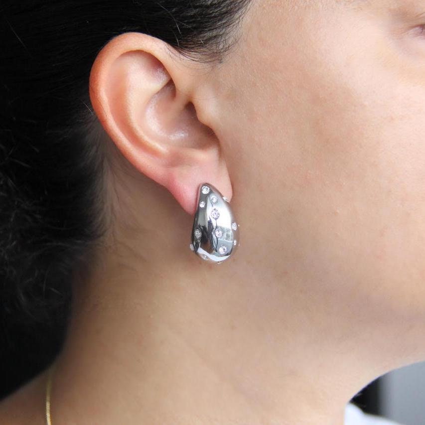 Teardrop Zirconia Stud Earring,18K Gold Modern Chunky Earring, Bold Stud Zirconia Earring,Unique Jewelry Earring,Unique Mother's Day Gifts