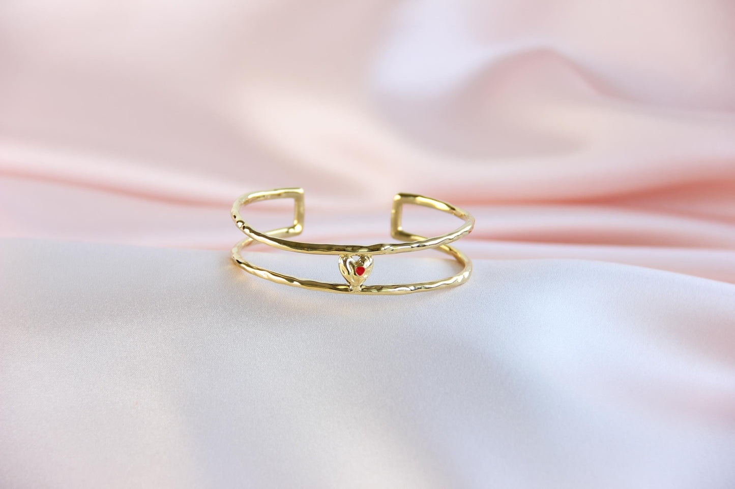 18K Gold Cuff Heart Bracelet,Open Love Bangle Stacking Gold Bracelet,Waterproof Handmade Cuff Bracelet, Gift for Her, Mothers Day Gifts
