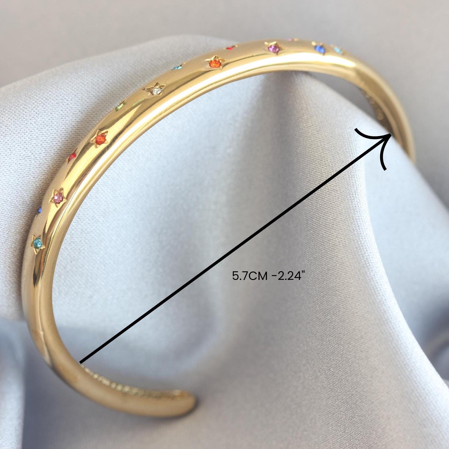 18K Gold Cuff Bracelet Celestial Open Bangle Stacking Gold Bracelet Waterproof Cuff Bracelet Unique Jewelry Bracelet Gift for Mom
