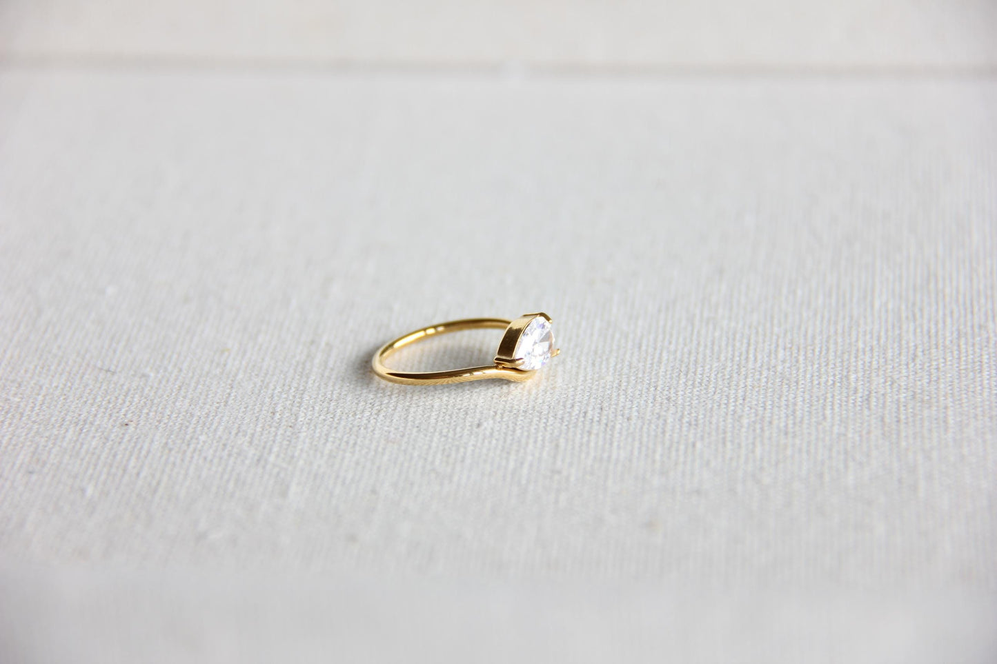 Elegant dainty zircon ring, perfect for stacking or wearing solo. Minimalist design with sparkling zircon on stainless steel band, ideal for everyday wear or gifting. Dainty waterproof gold earrings for women.