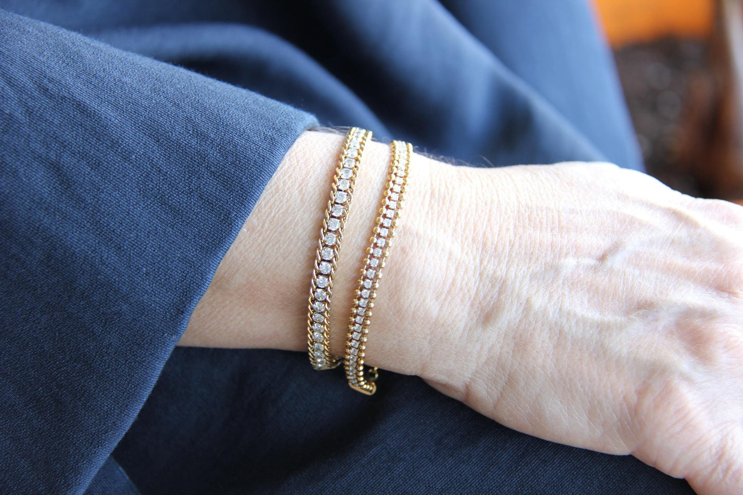 Beautiful zirconia woven gold bracelet with a touch of sparkle. Its delicate design and shimmering stones make it perfect for any outfit. Great for everyday wear, special occasions, or as a lovely gift for her.