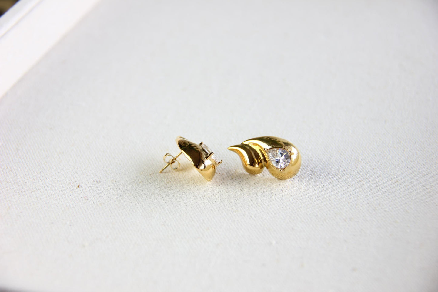 Drop Zircon Earring, Gold Chunky Statement Earring, Unique Gold Zircon Boho Earring, Minimal Gold Earring for Her, Mother's Day Gift for Her