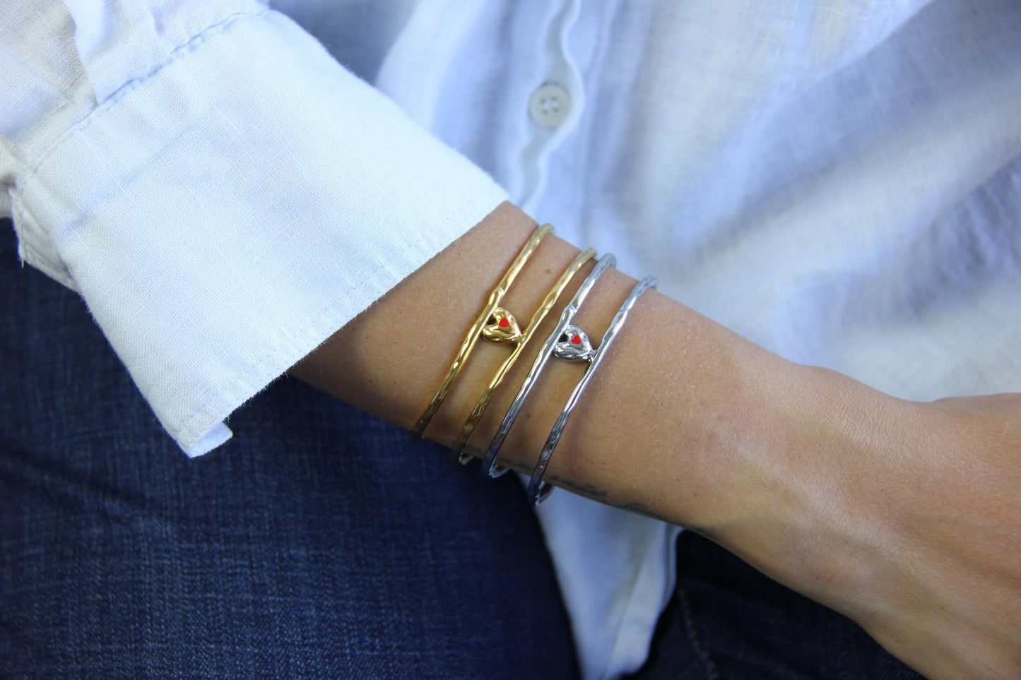 18K Gold Cuff Heart Bracelet,Open Love Bangle Stacking Gold Bracelet,Waterproof Handmade Cuff Bracelet, Gift for Her, Mothers Day Gifts