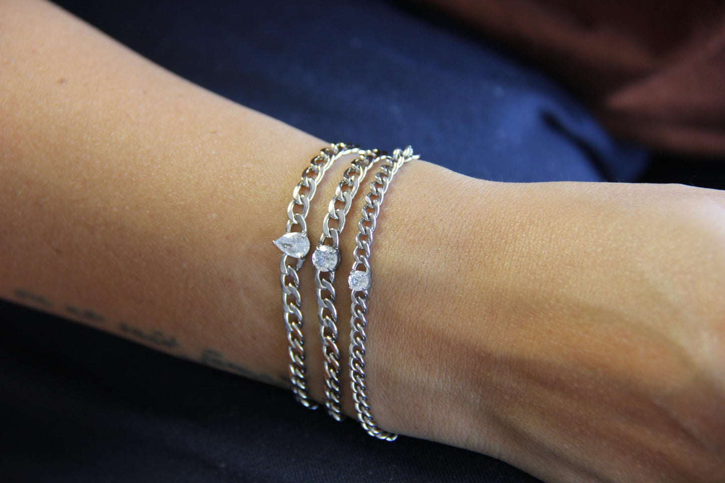 Cuban Chain Zirconia Bracelet, Waterproof Gold Shiny Bracelet for Women, Handmade Minimal Zirconia Bracelets, Unique Mother Day Gift for Her